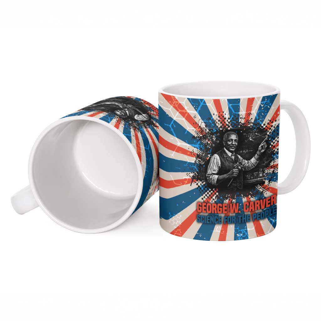 George Washington Carver Ceramic Mug with Science Teaching Scene, Education Is the Key Quote - African Pride