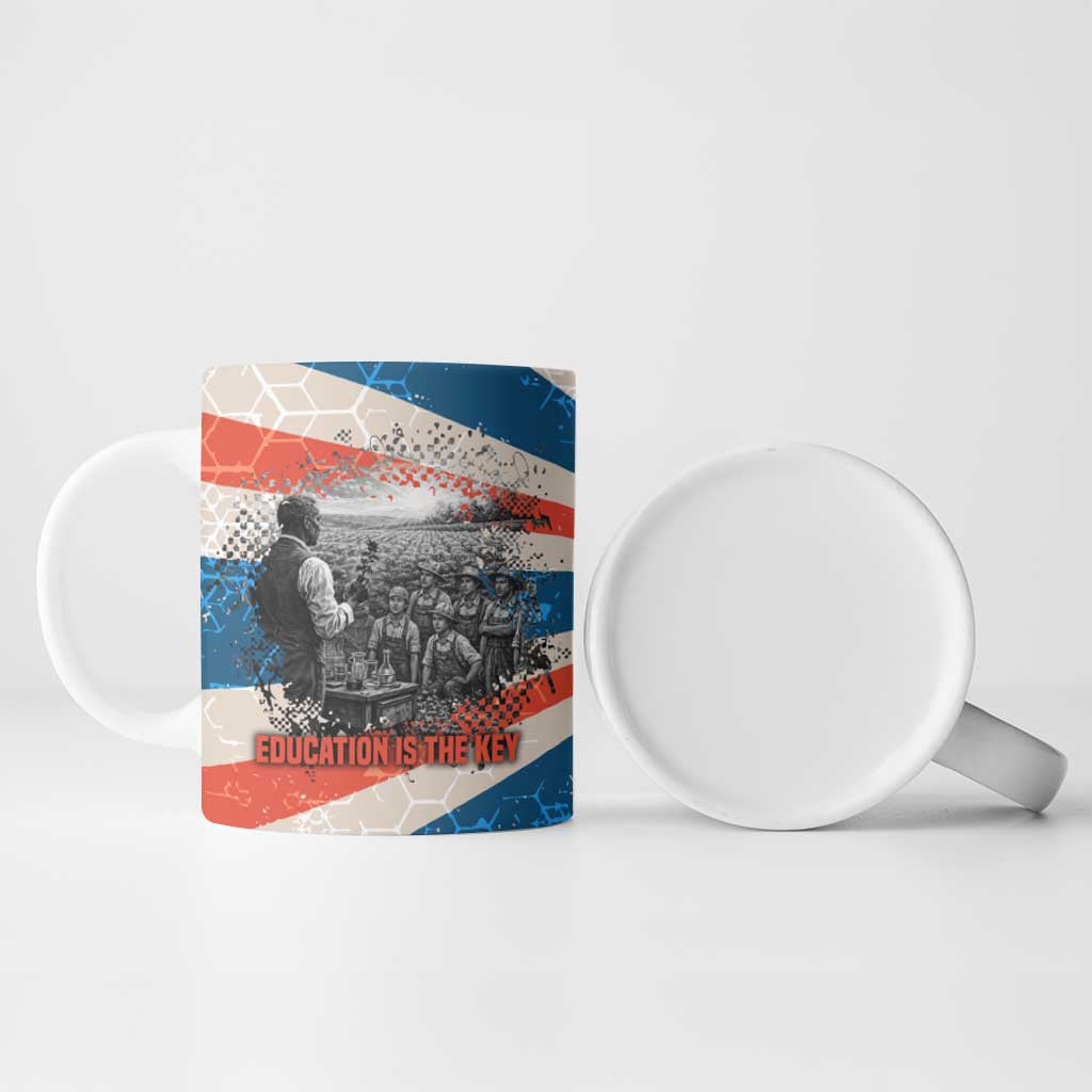 George Washington Carver Ceramic Mug with Science Teaching Scene, Education Is the Key Quote - African Pride