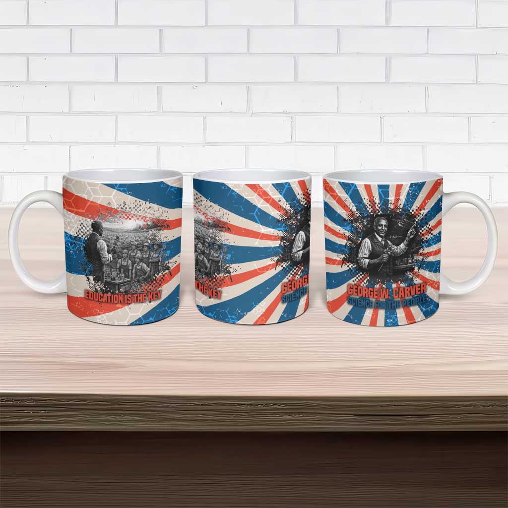 George Washington Carver Ceramic Mug with Science Teaching Scene, Education Is the Key Quote - African Pride