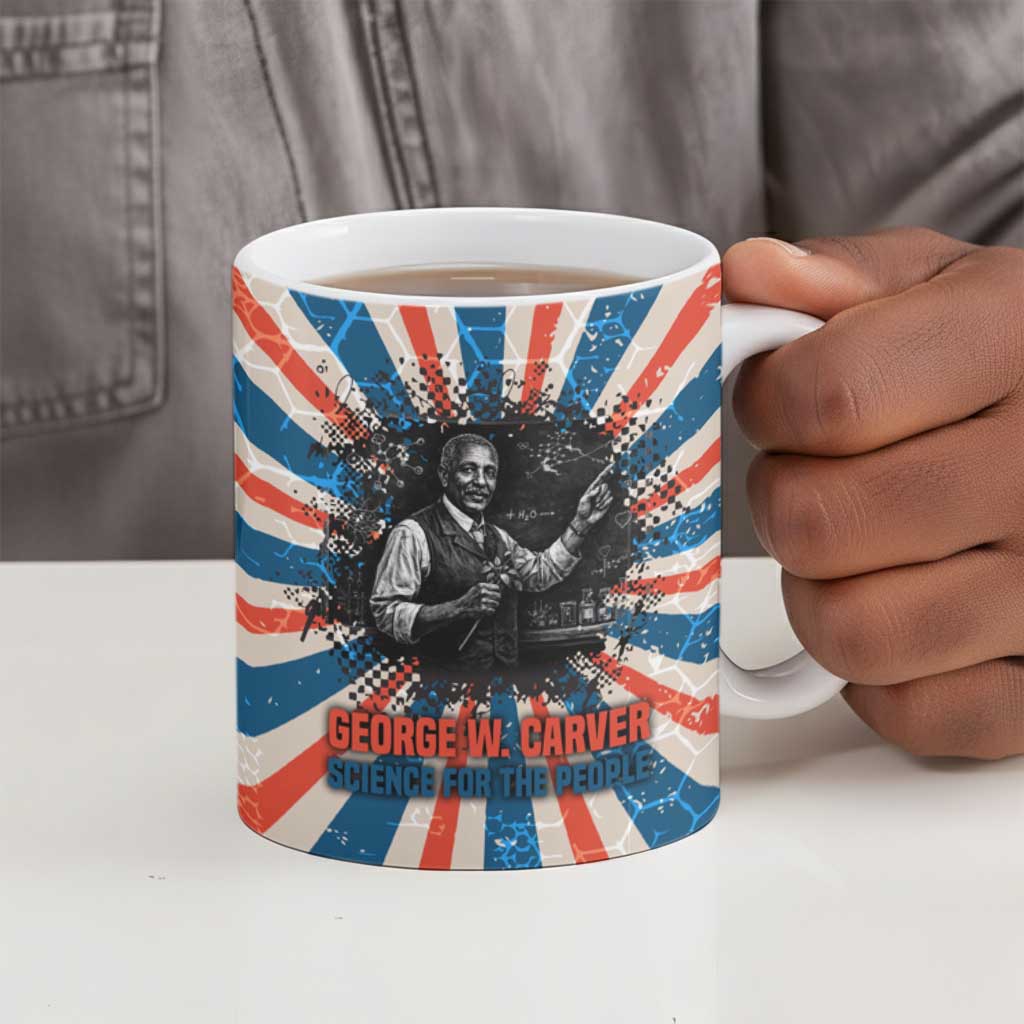 George Washington Carver Ceramic Mug with Science Teaching Scene, Education Is the Key Quote - African Pride