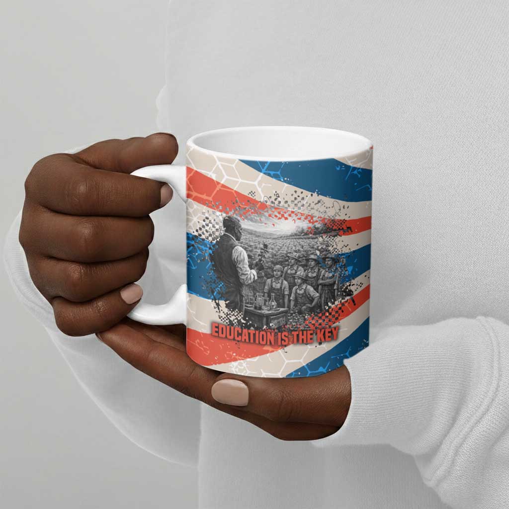 George Washington Carver Ceramic Mug with Science Teaching Scene, Education Is the Key Quote - African Pride