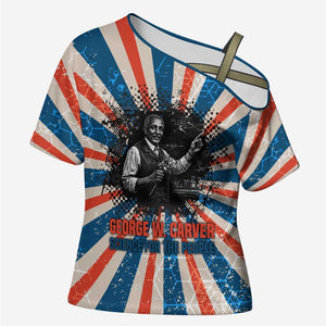 George Washington Carver Cross Shoulder Shirt with Science Teaching Scene, Education Is the Key Quote - African Pride