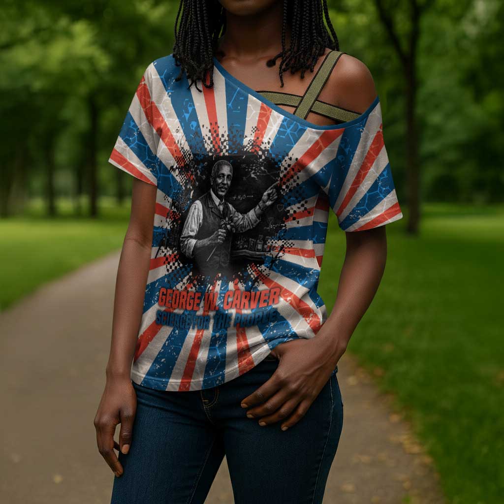 George Washington Carver Cross Shoulder Shirt with Science Teaching Scene, Education Is the Key Quote - African Pride