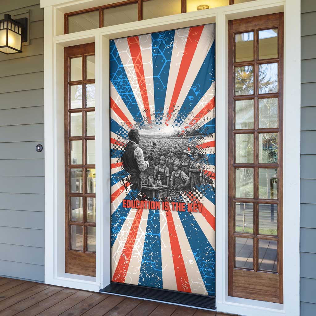 George Washington Carver Door Cover with Science Teaching Scene, Education Is the Key Quote - African Pride