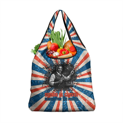 George Washington Carver Grocery Bag with Science Teaching Scene, Education Is the Key Quote - African Pride