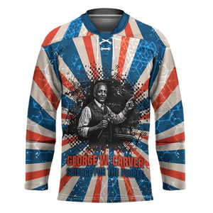 George Washington Carver Hockey Jersey with Science Teaching Scene, Education Is the Key Quote - African Pride