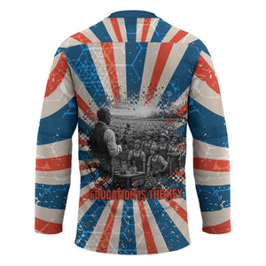 George Washington Carver Hockey Jersey with Science Teaching Scene, Education Is the Key Quote - African Pride