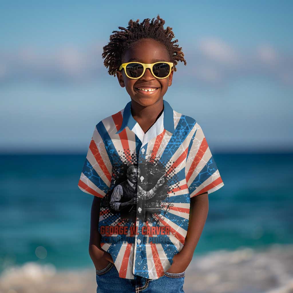 George Washington Carver Kid Hawaiian Shirt with Science Teaching Scene, Education Is the Key Quote - African Pride