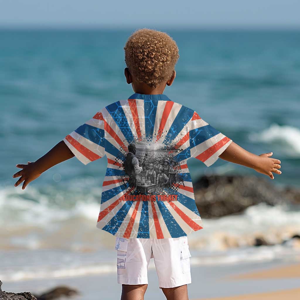 George Washington Carver Kid Hawaiian Shirt with Science Teaching Scene, Education Is the Key Quote - African Pride