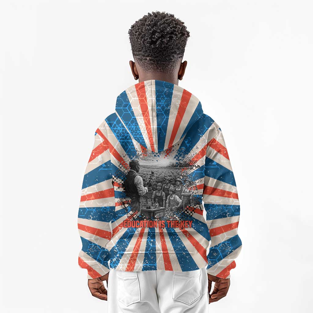 George Washington Carver Kid Hoodie with Science Teaching Scene, Education Is the Key Quote - African Pride
