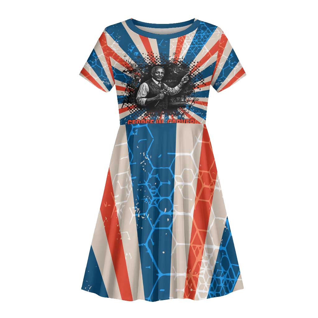 George Washington Carver Kid Short Sleeve Dress with Science Teaching Scene, Education Is the Key Quote - African Pride