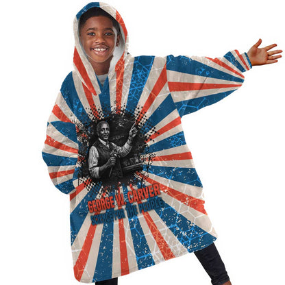 George Washington Carver Kid Wearable Blanket Hoodie with Science Teaching Scene, Education Is the Key Quote - African Pride
