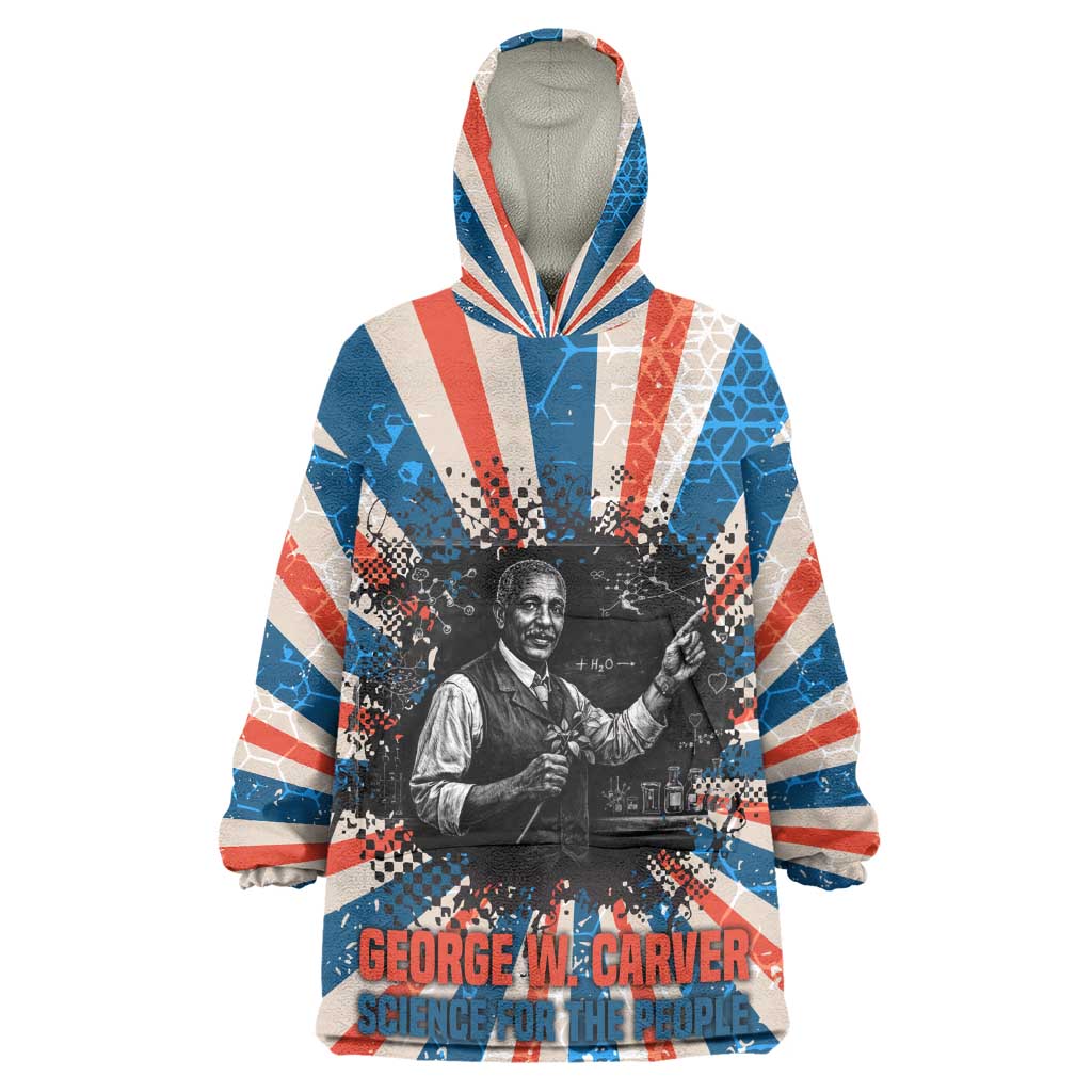 George Washington Carver Kid Wearable Blanket Hoodie with Science Teaching Scene, Education Is the Key Quote - African Pride