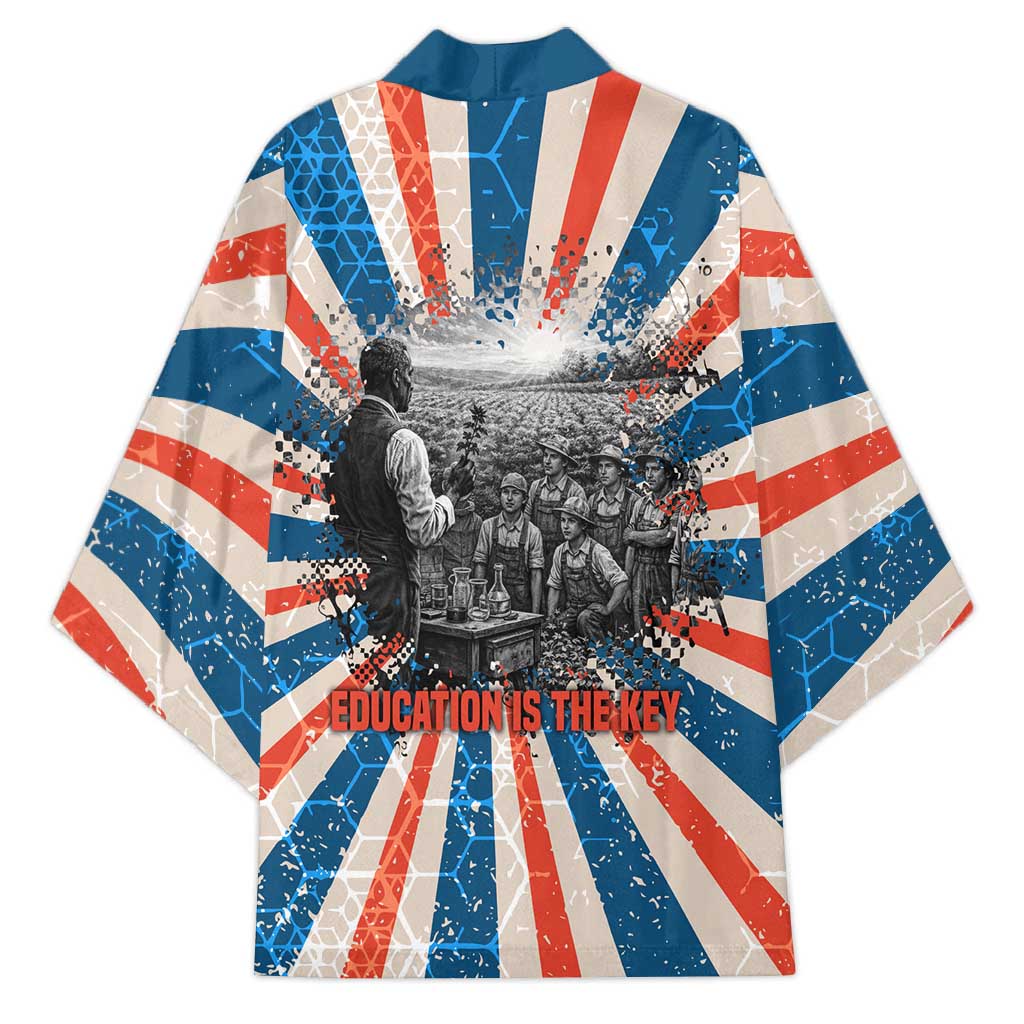 George Washington Carver Kimono with Science Teaching Scene, Education Is the Key Quote - African Pride