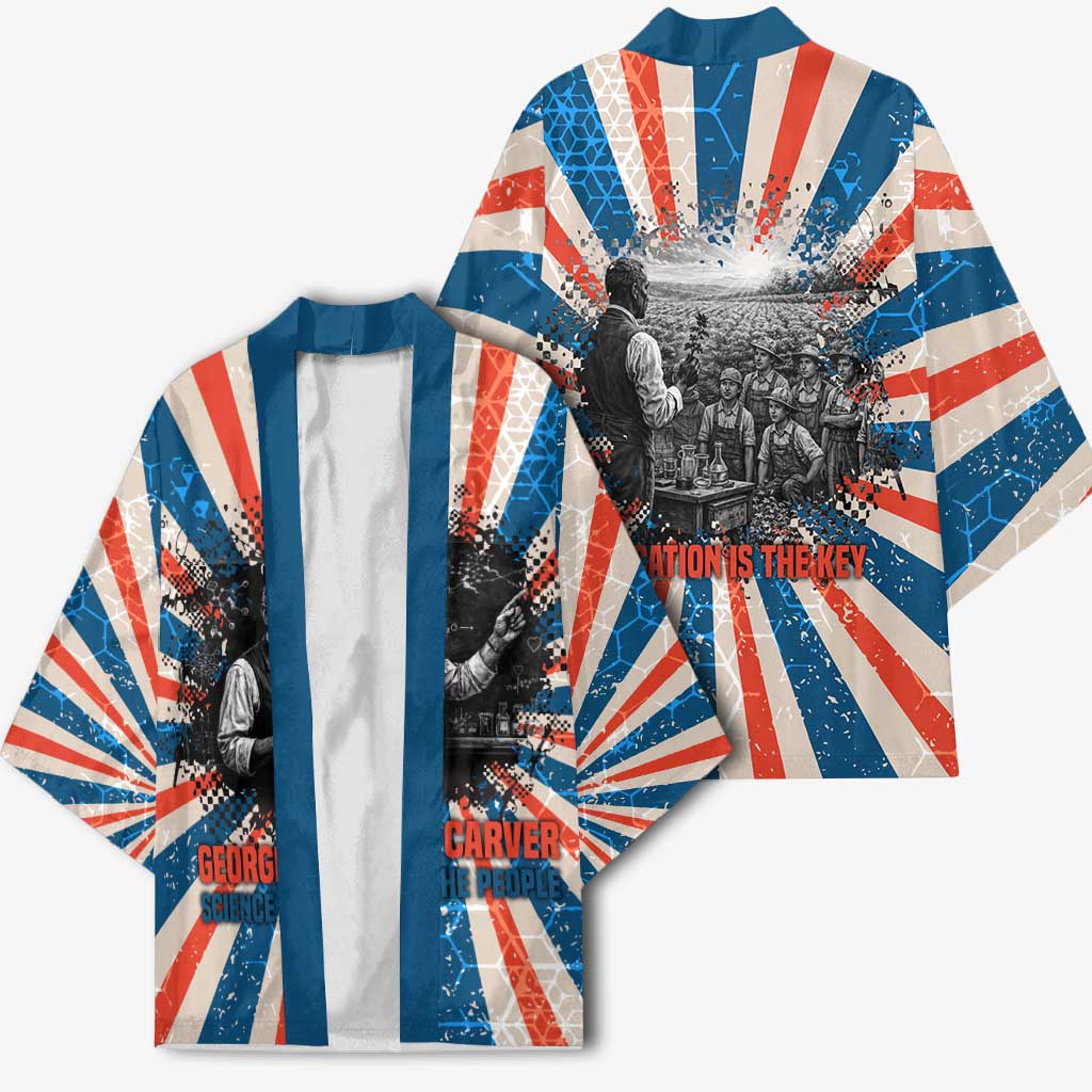 George Washington Carver Kimono with Science Teaching Scene, Education Is the Key Quote - African Pride