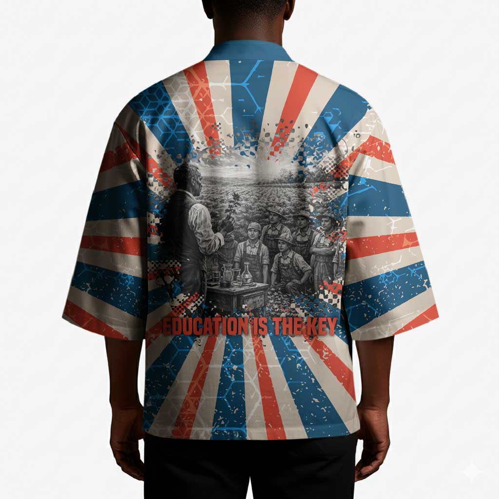George Washington Carver Kimono with Science Teaching Scene, Education Is the Key Quote - African Pride