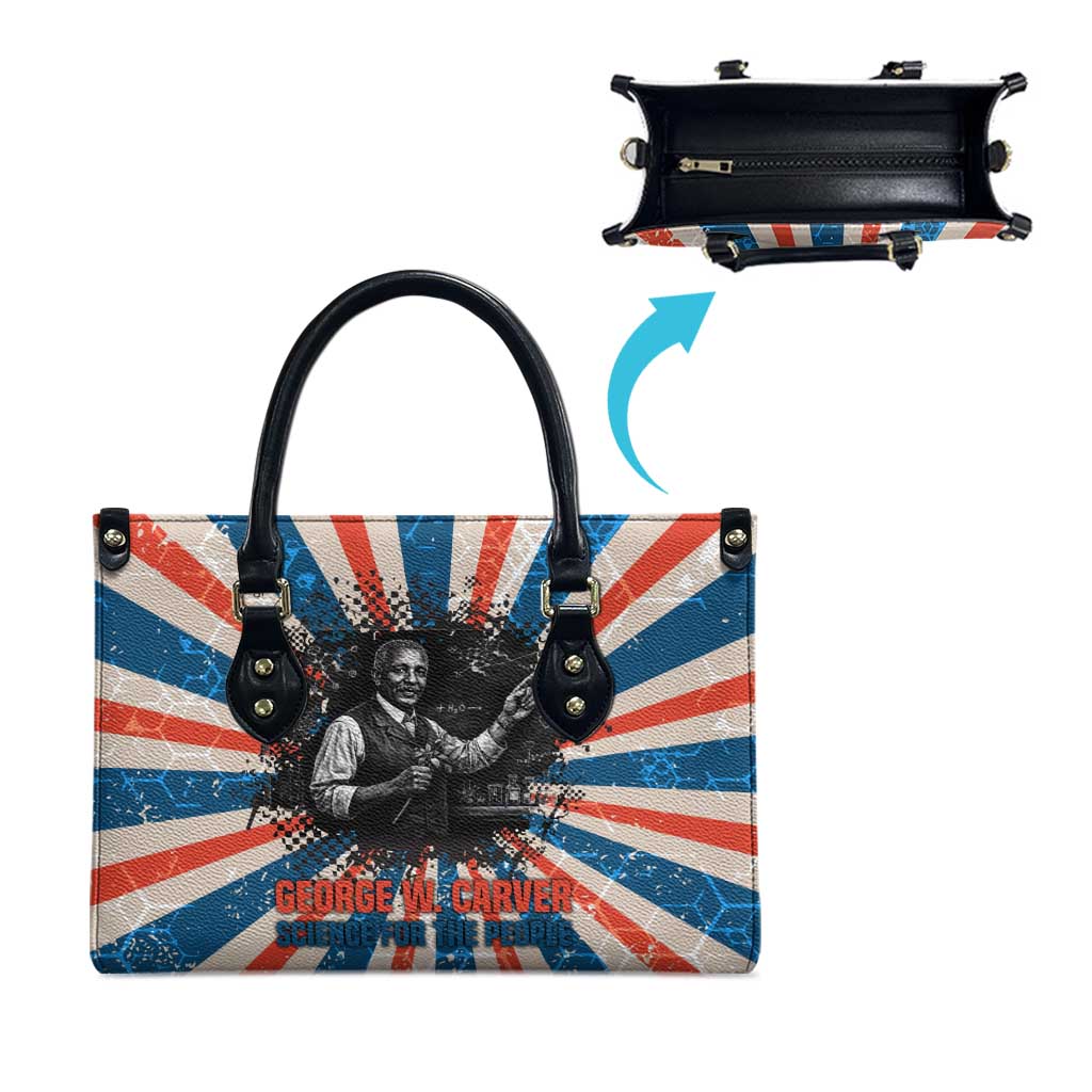 George Washington Carver Leather Bag with Science Teaching Scene, Education Is the Key Quote - African Pride