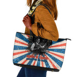 George Washington Carver Leather Tote Bag with Science Teaching Scene, Education Is the Key Quote - African Pride