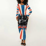 George Washington Carver Long Sleeve Bodycon Dress with Science Teaching Scene, Education Is the Key Quote - African Pride