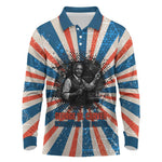George Washington Carver Long Sleeve Polo Shirt with Science Teaching Scene, Education Is the Key Quote - African Pride