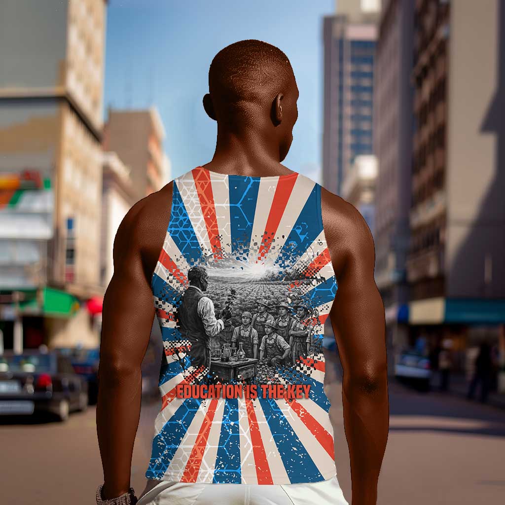 George Washington Carver Men Tank Top with Science Teaching Scene, Education Is the Key Quote - African Pride