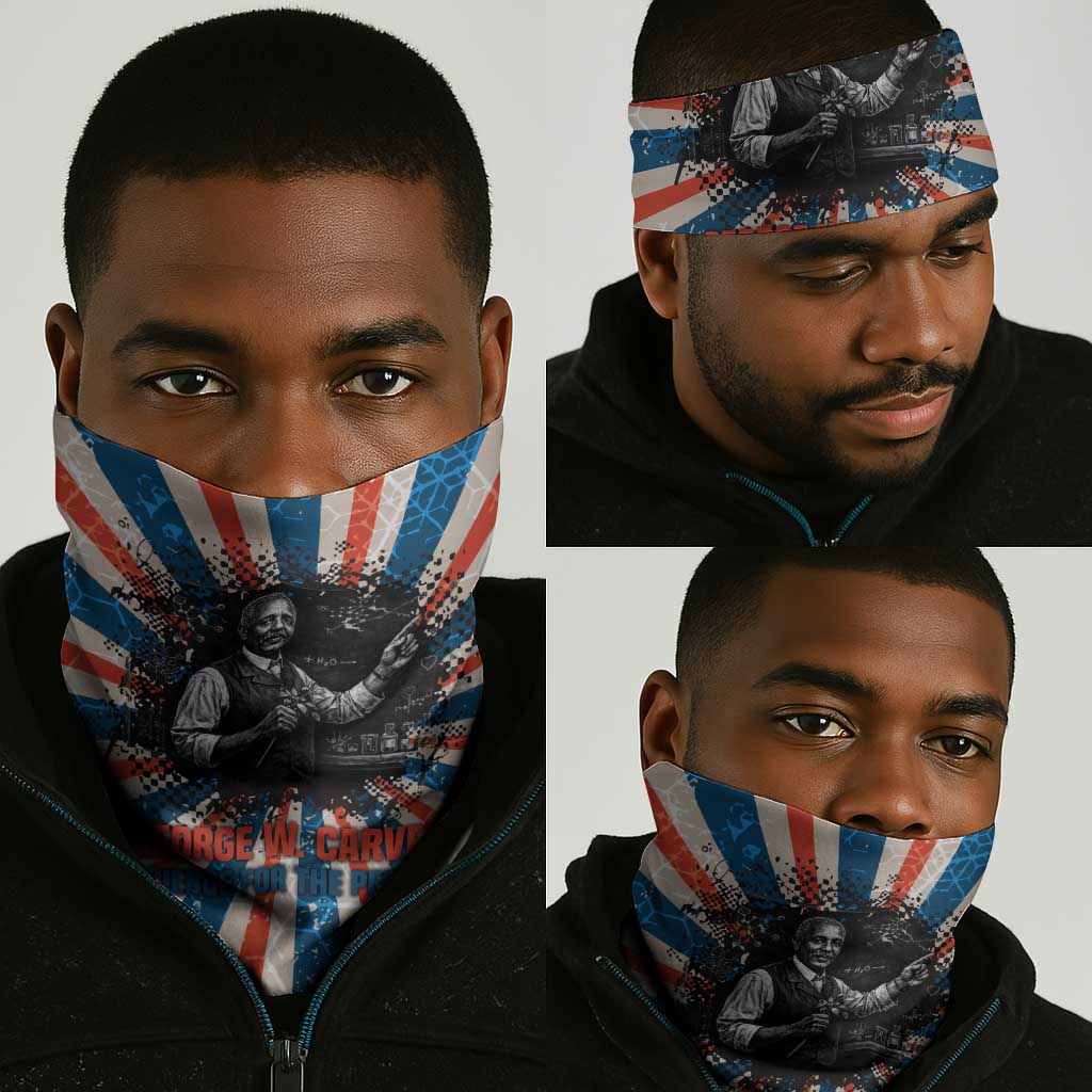 George Washington Carver Neck Gaiter with Science Teaching Scene, Education Is the Key Quote - African Pride