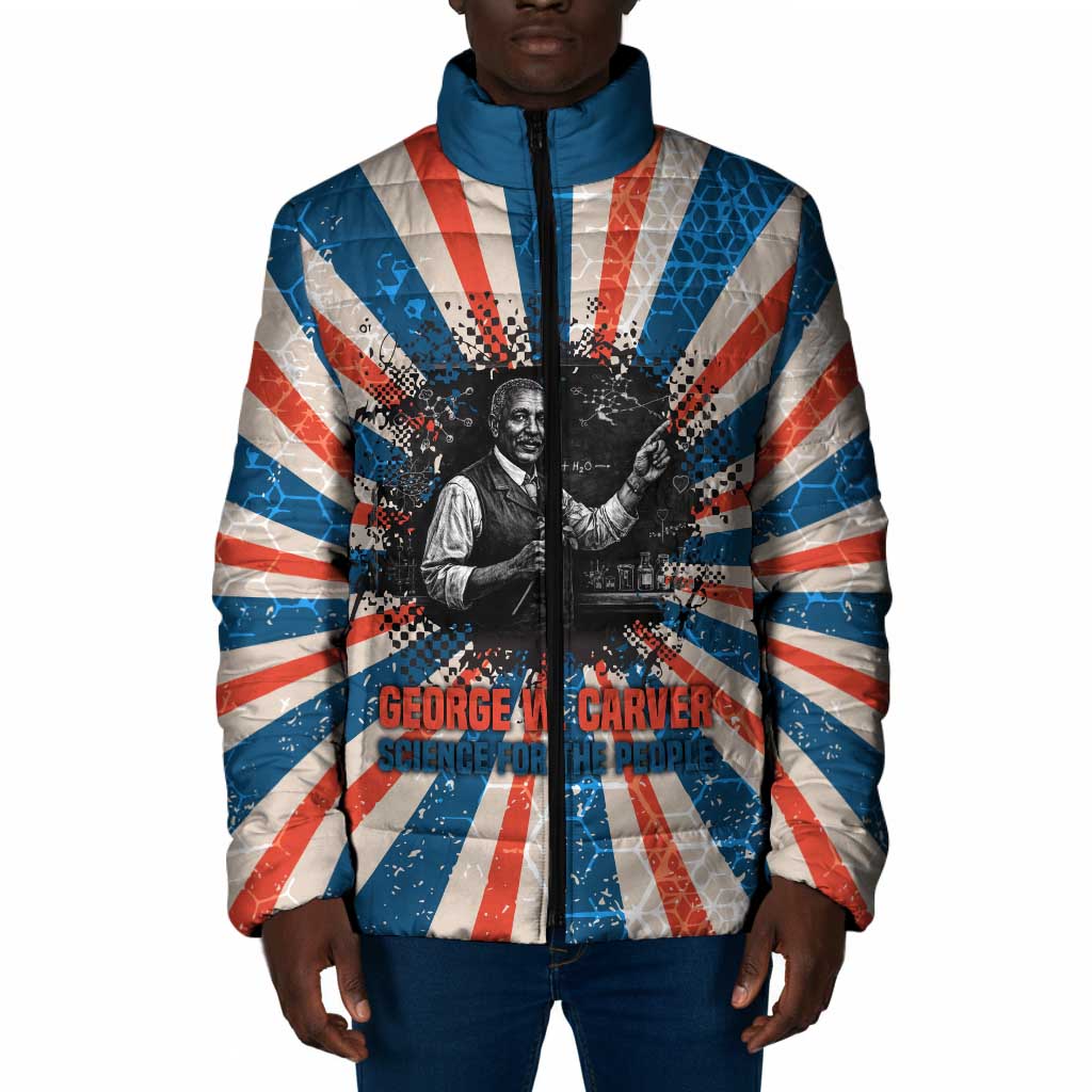 George Washington Carver Padded Jacket with Science Teaching Scene, Education Is the Key Quote - African Pride