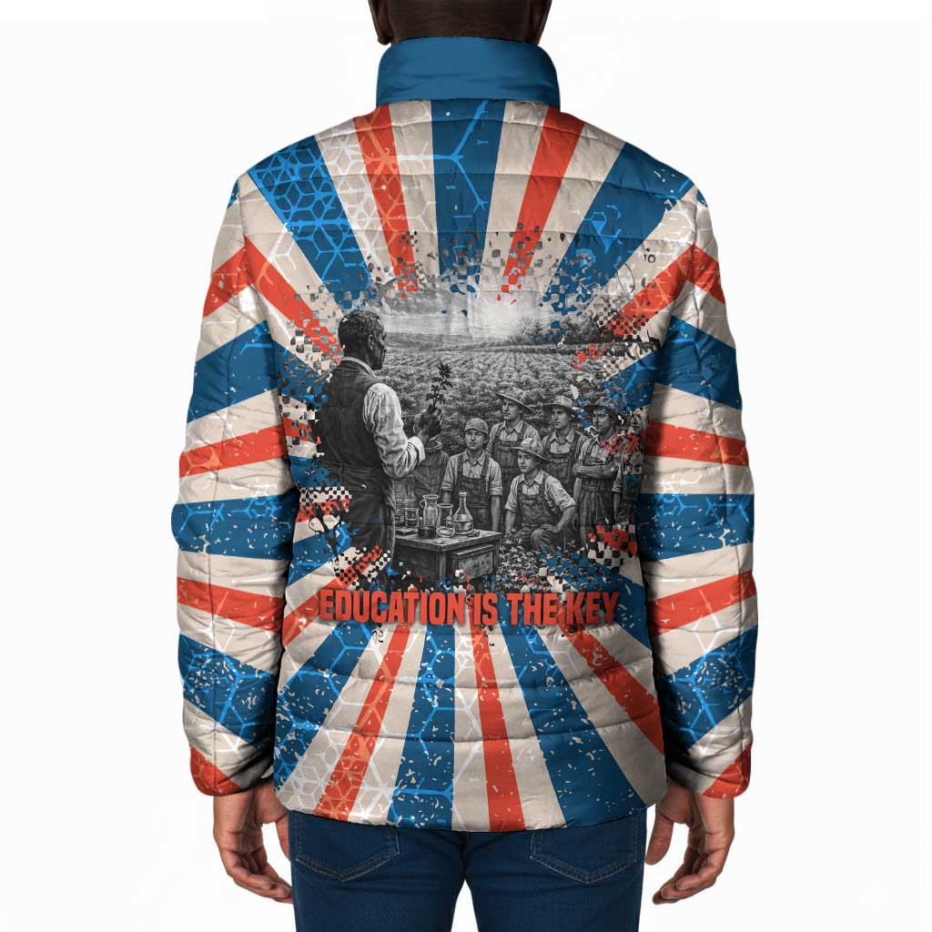 George Washington Carver Padded Jacket with Science Teaching Scene, Education Is the Key Quote - African Pride