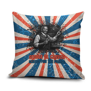 George Washington Carver Pillow Cover with Science Teaching Scene, Education Is the Key Quote - African Pride