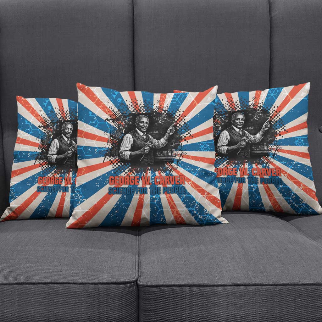George Washington Carver Pillow Cover with Science Teaching Scene, Education Is the Key Quote - African Pride