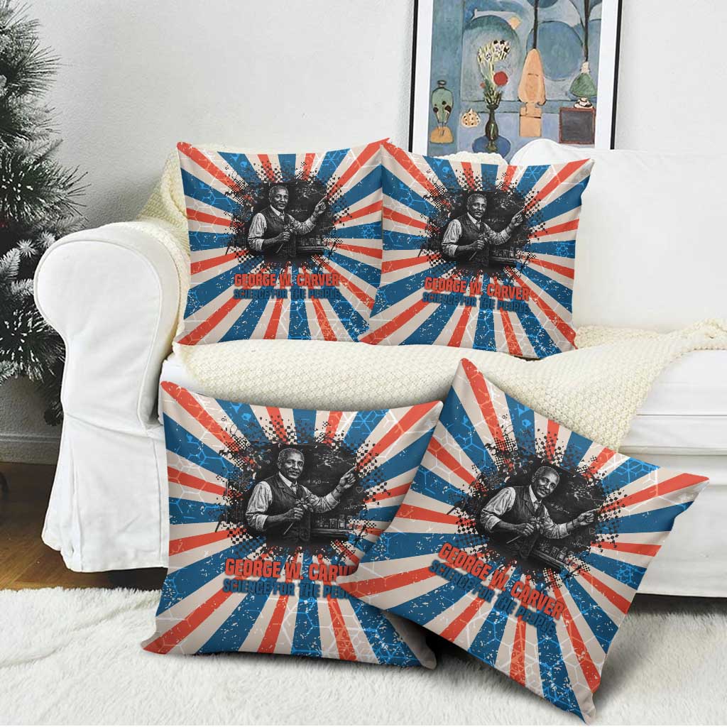 George Washington Carver Pillow Cover with Science Teaching Scene, Education Is the Key Quote - African Pride