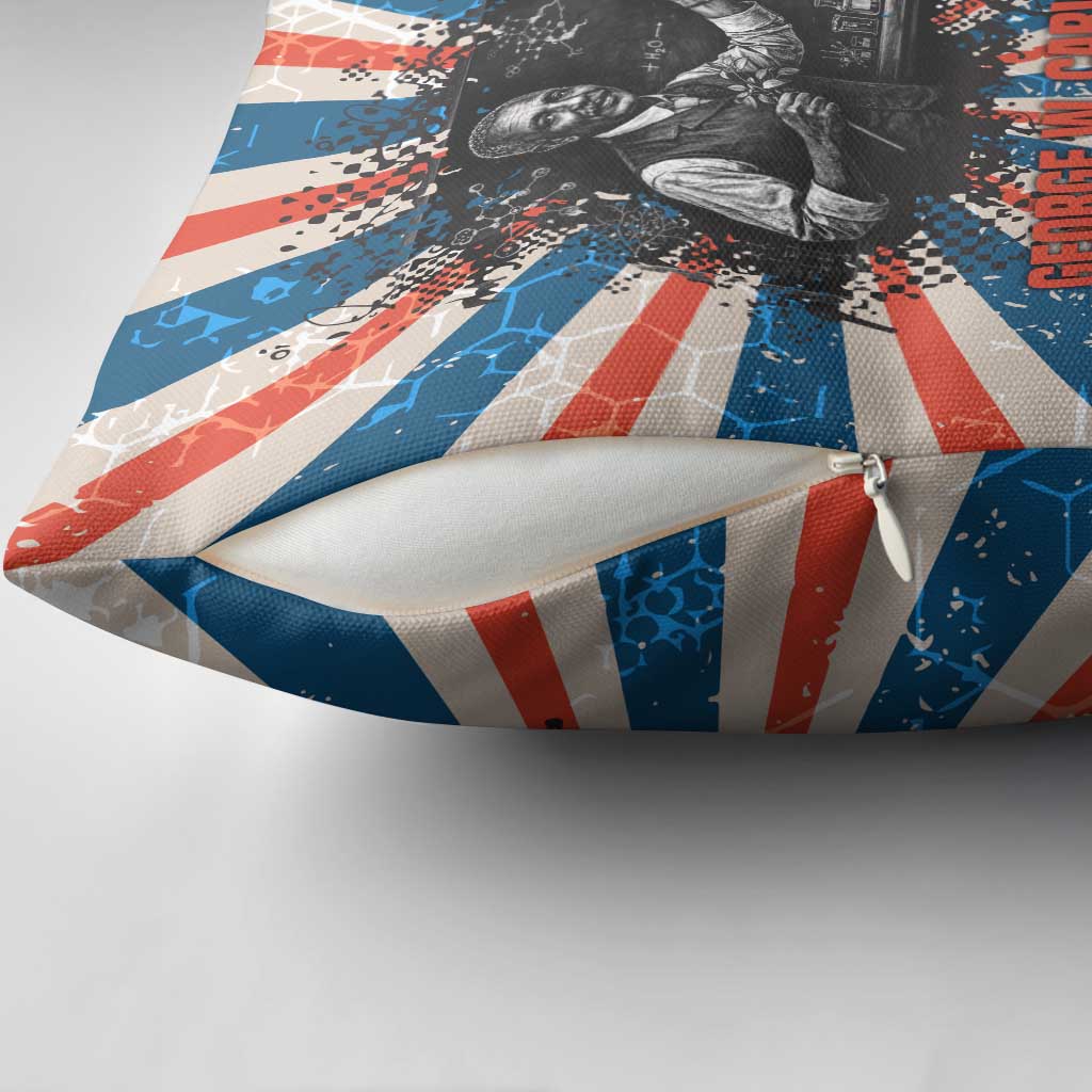 George Washington Carver Pillow Cover with Science Teaching Scene, Education Is the Key Quote - African Pride