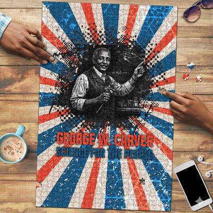 George Washington Carver Puzzle with Science Teaching Scene, Education Is the Key Quote - African Pride