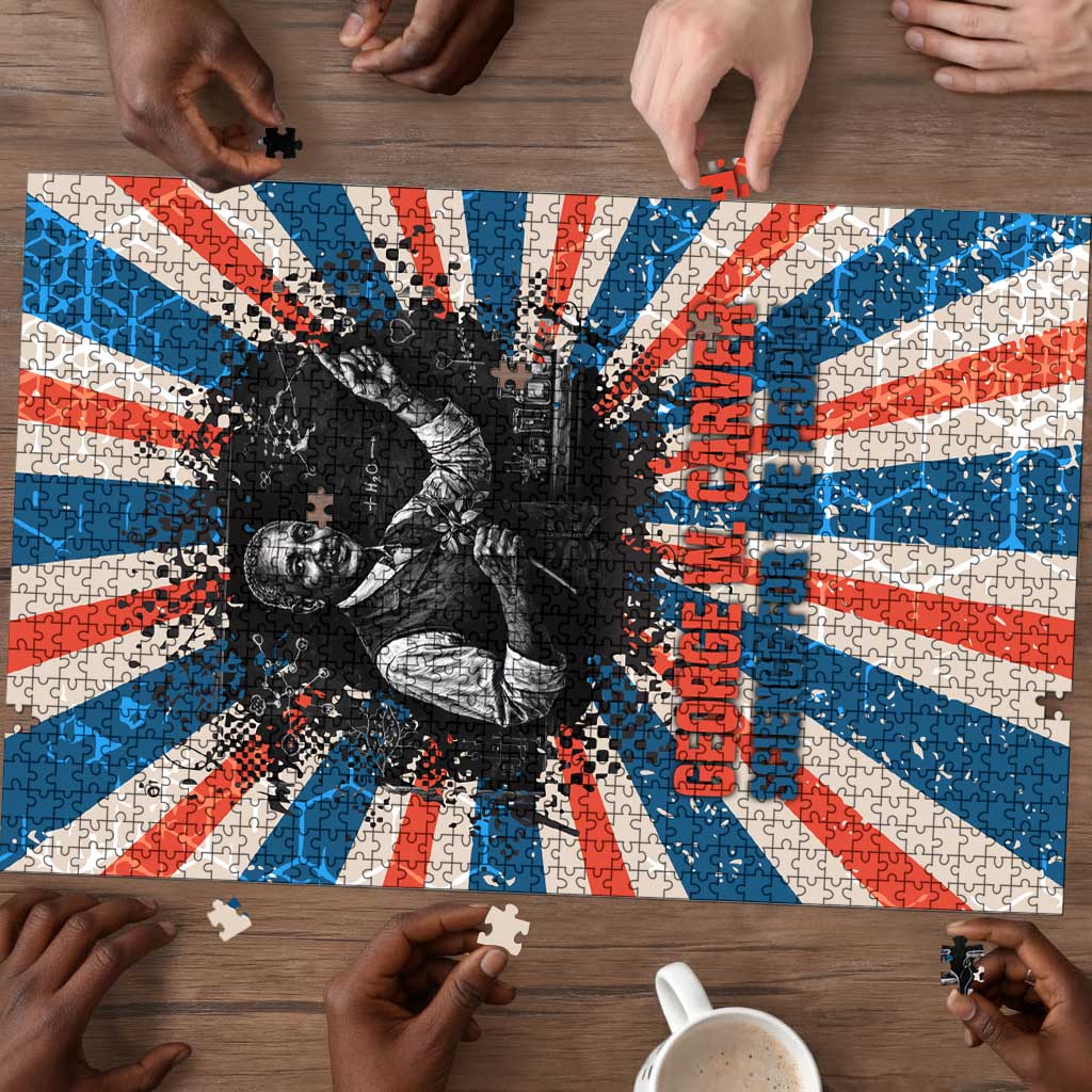 George Washington Carver Puzzle with Science Teaching Scene, Education Is the Key Quote - African Pride