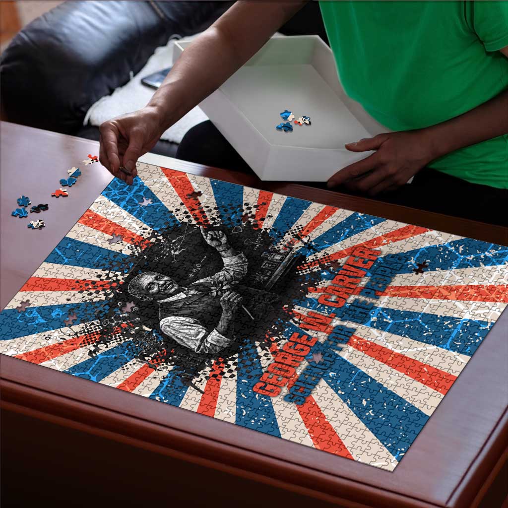 George Washington Carver Puzzle with Science Teaching Scene, Education Is the Key Quote - African Pride