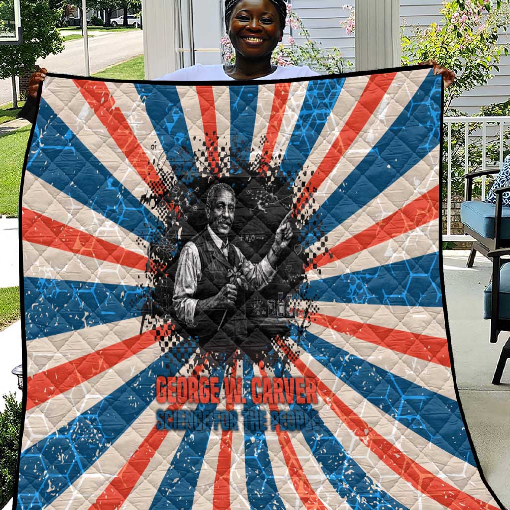 George Washington Carver Quilt with Science Teaching Scene, Education Is the Key Quote - African Pride