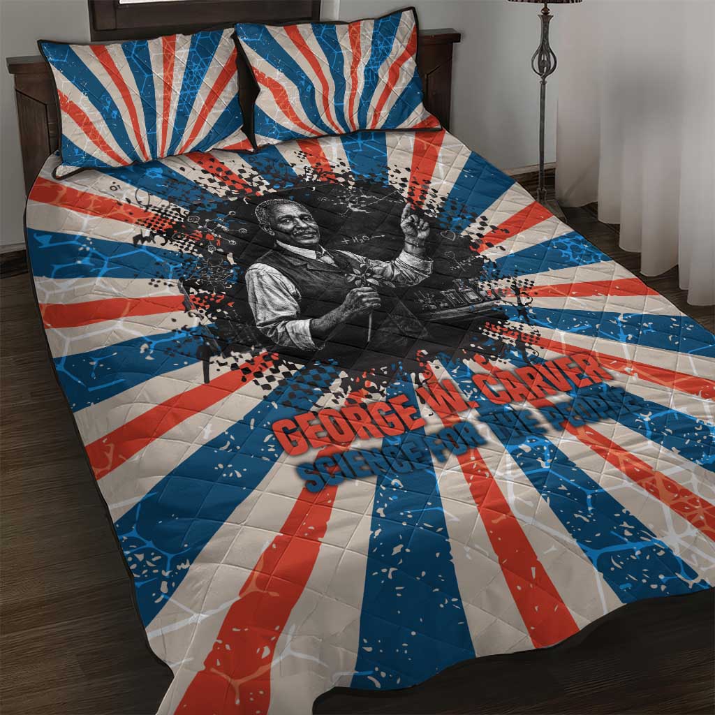 George Washington Carver Quilt Bed Set with Science Teaching Scene, Education Is the Key Quote - African Pride