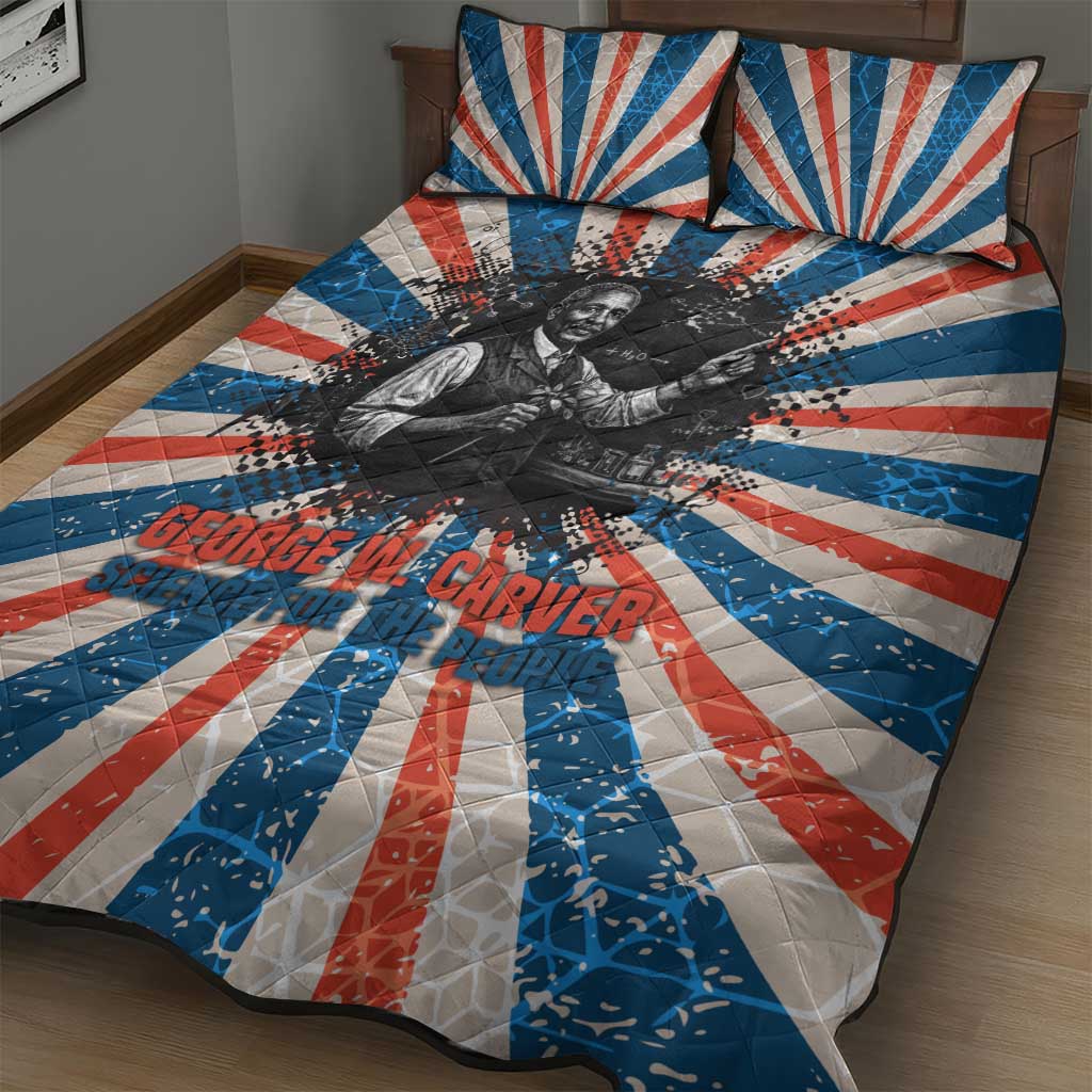 George Washington Carver Quilt Bed Set with Science Teaching Scene, Education Is the Key Quote - African Pride