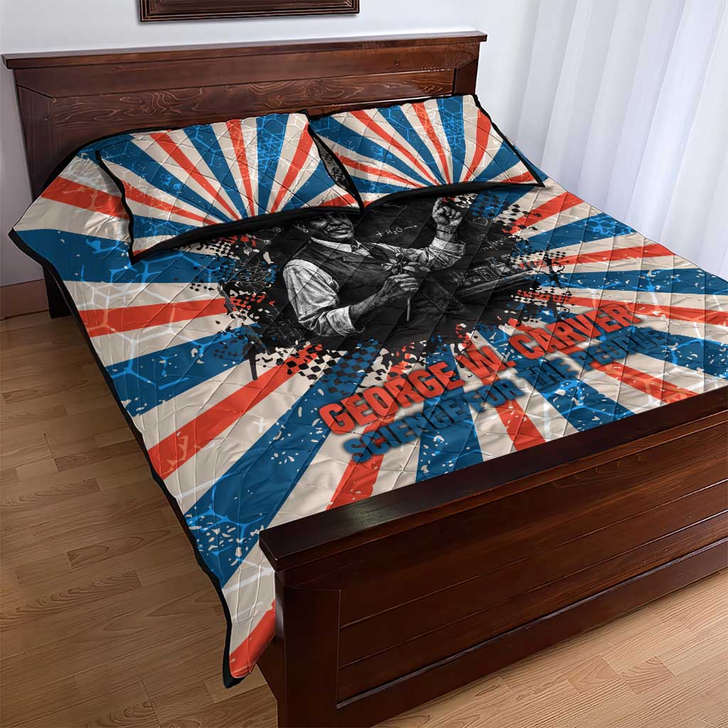 George Washington Carver Quilt Bed Set with Science Teaching Scene, Education Is the Key Quote - African Pride