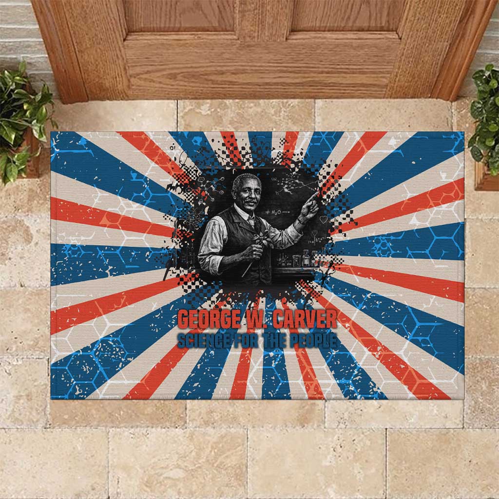 George Washington Carver Rubber Doormat with Science Teaching Scene, Education Is the Key Quote - African Pride