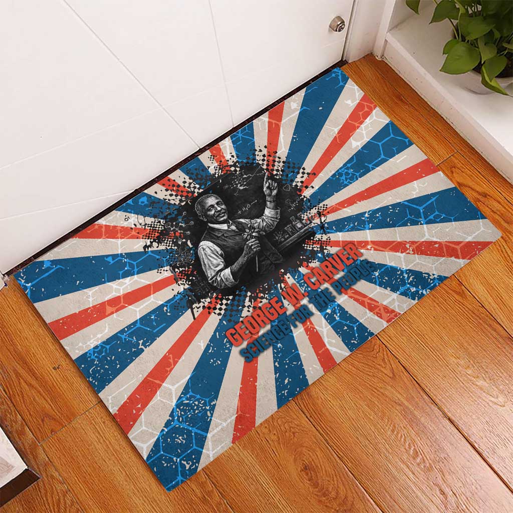 George Washington Carver Rubber Doormat with Science Teaching Scene, Education Is the Key Quote - African Pride