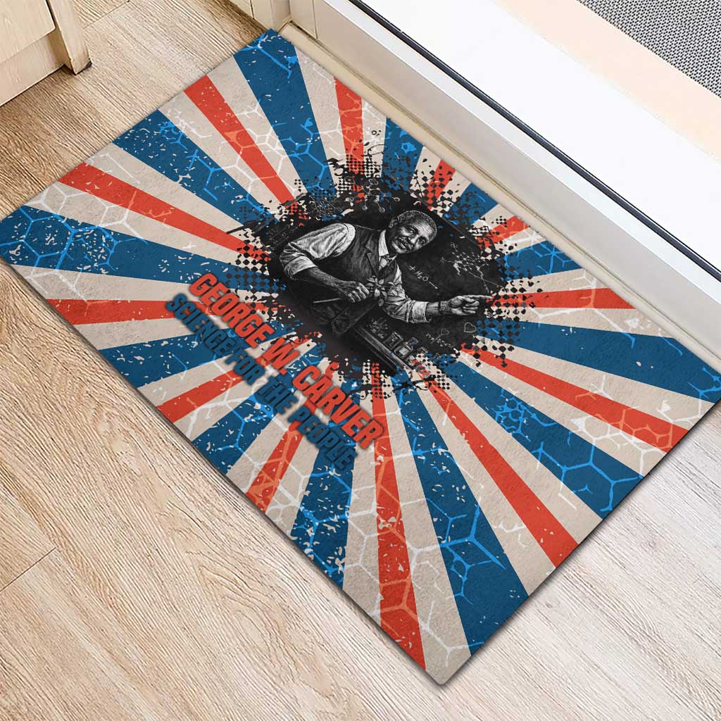 George Washington Carver Rubber Doormat with Science Teaching Scene, Education Is the Key Quote - African Pride