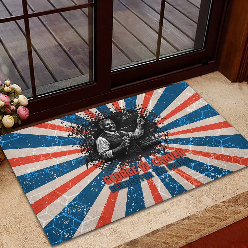 George Washington Carver Rubber Doormat with Science Teaching Scene, Education Is the Key Quote - African Pride