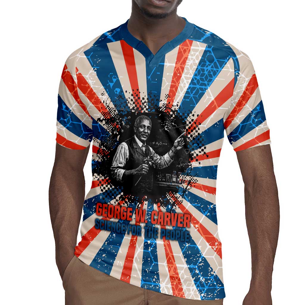 George Washington Carver Rugby Jersey with Science Teaching Scene, Education Is the Key Quote - African Pride