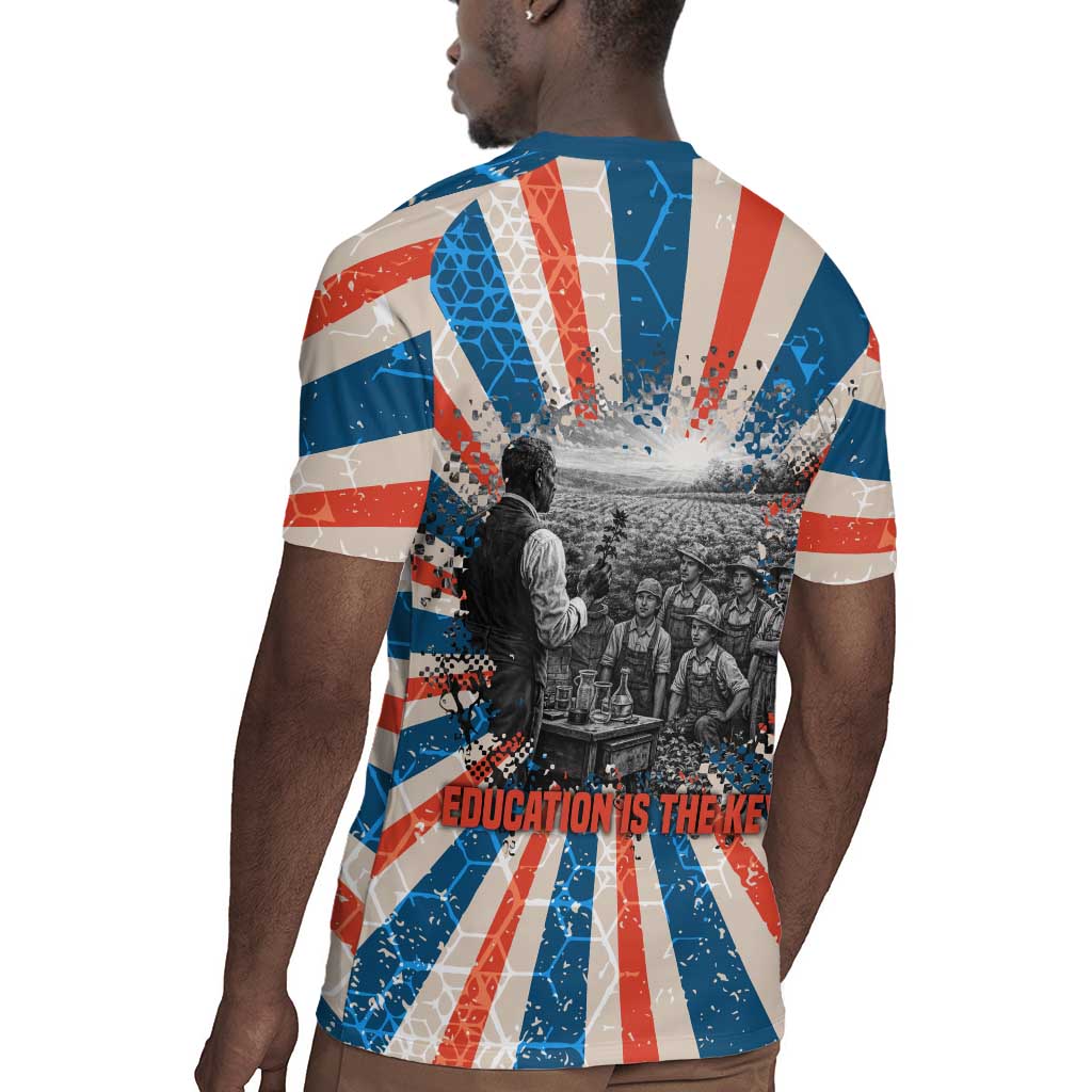 George Washington Carver Rugby Jersey with Science Teaching Scene, Education Is the Key Quote - African Pride