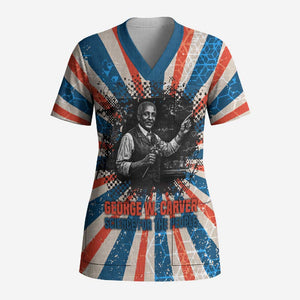 George Washington Carver Scrub Top with Science Teaching Scene, Education Is the Key Quote - African Pride