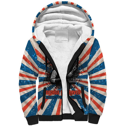George Washington Carver Sherpa Hoodie with Science Teaching Scene, Education Is the Key Quote - African Pride