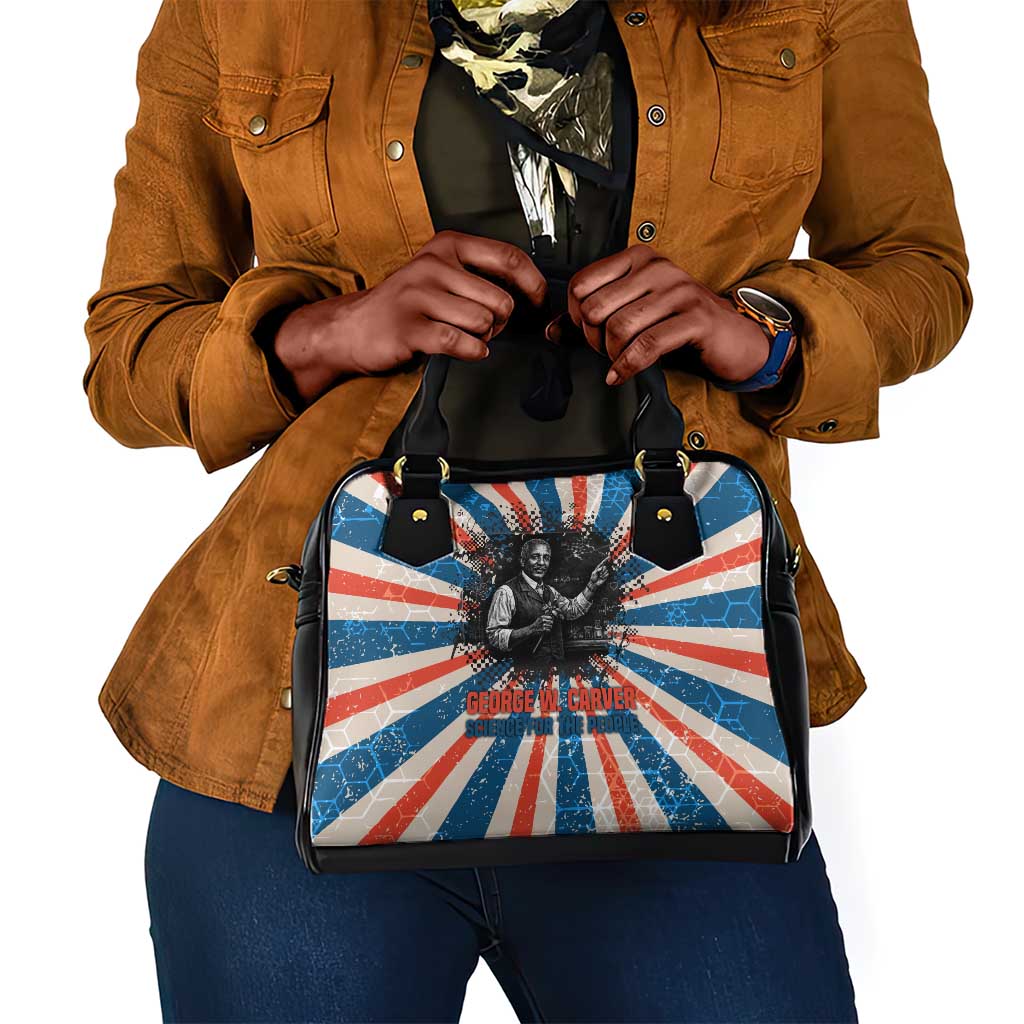 George Washington Carver Shoulder Handbag with Science Teaching Scene, Education Is the Key Quote - African Pride