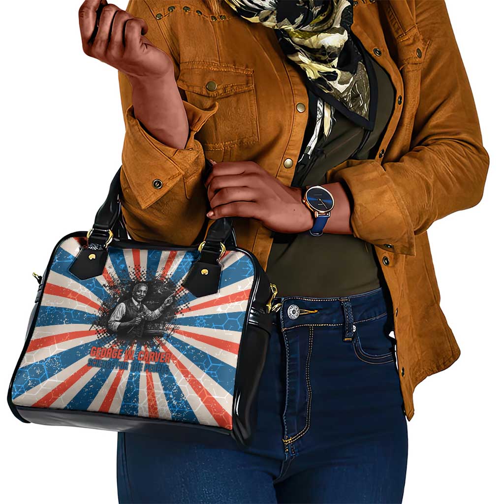 George Washington Carver Shoulder Handbag with Science Teaching Scene, Education Is the Key Quote - African Pride