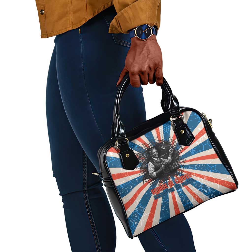 George Washington Carver Shoulder Handbag with Science Teaching Scene, Education Is the Key Quote - African Pride